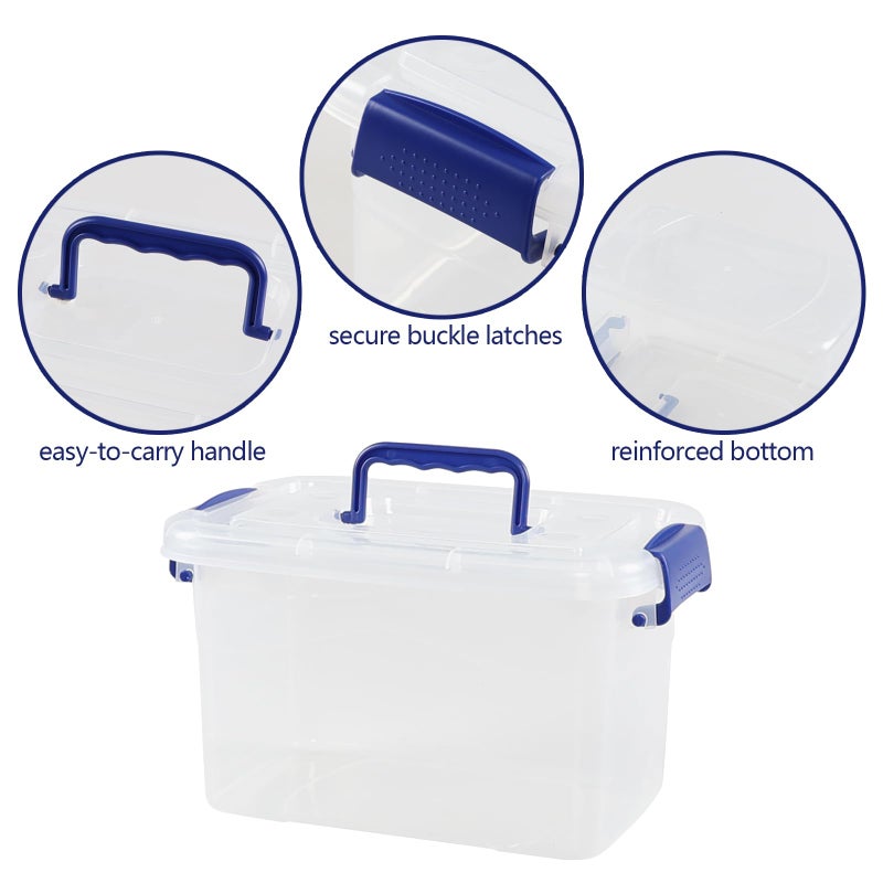 Wekioger 6 Packs 5 Quart Plastic Lidded Storage Bin, Clear Latching Storage Container Box - Image 3
